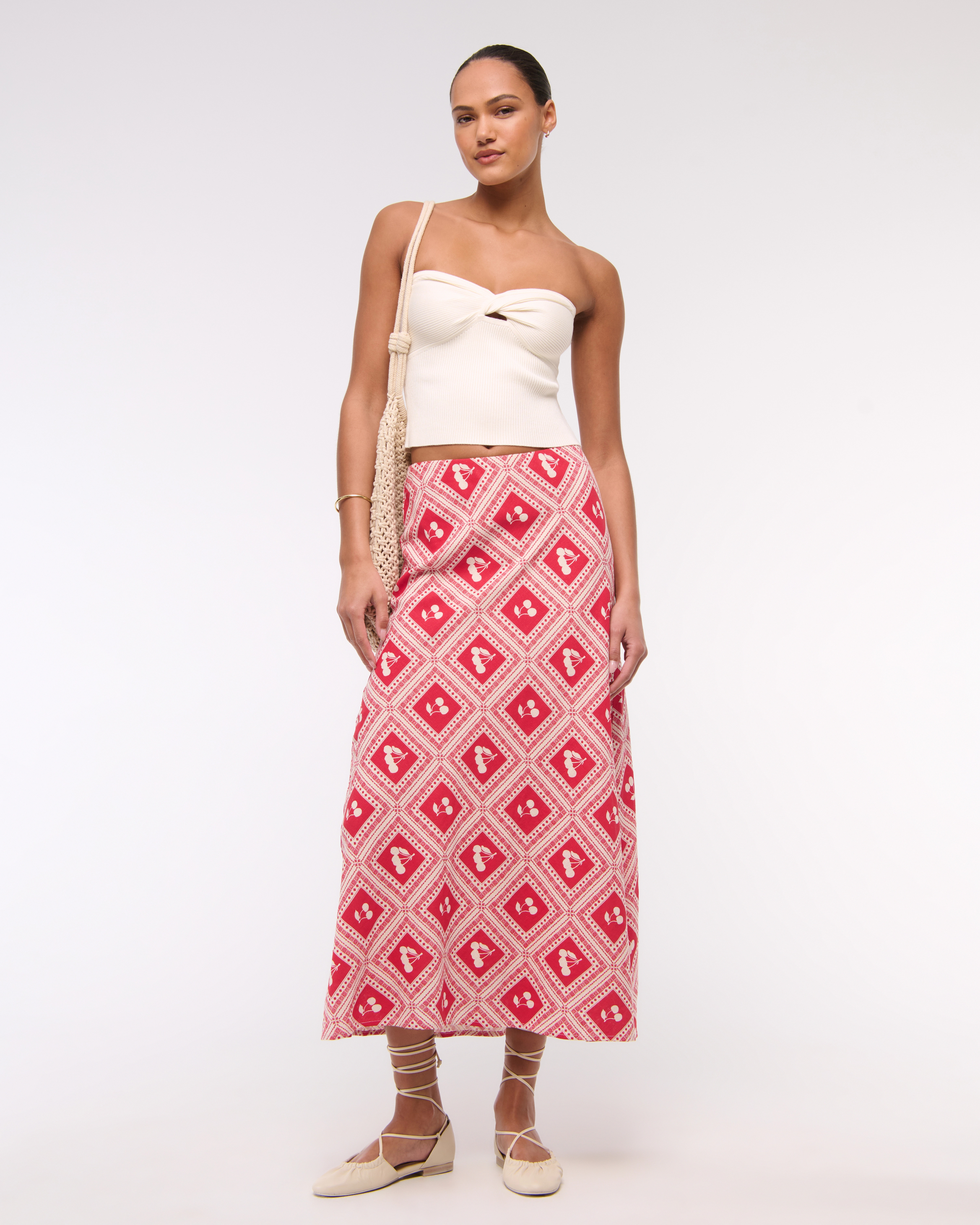 Mid Rise Linen-Blend Maxi Skirt | Abercrombie & Fitch (US)