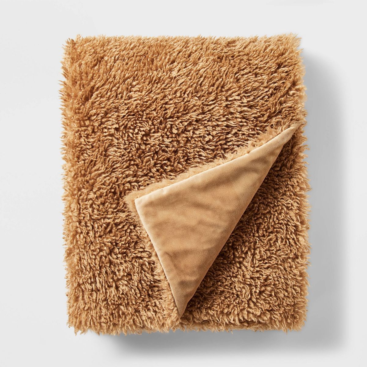 Faux Fur Plush Reverse Throw Blanket Tan - Threshold™ designed with Studio McGee | Target