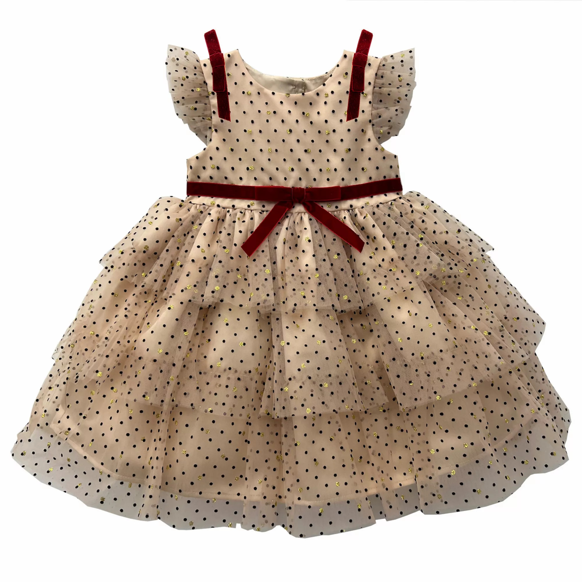 Baby & Toddler Girl Blueberi Boulevard Triple Tier Dress with Velvet Straps & Bow Detail | Kohl's