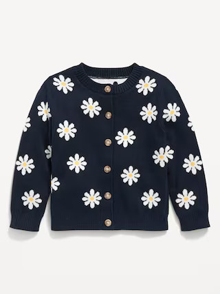 Floral-Print Button-Front Crew-Neck Cardigan for Toddler Girls | Old Navy (US)