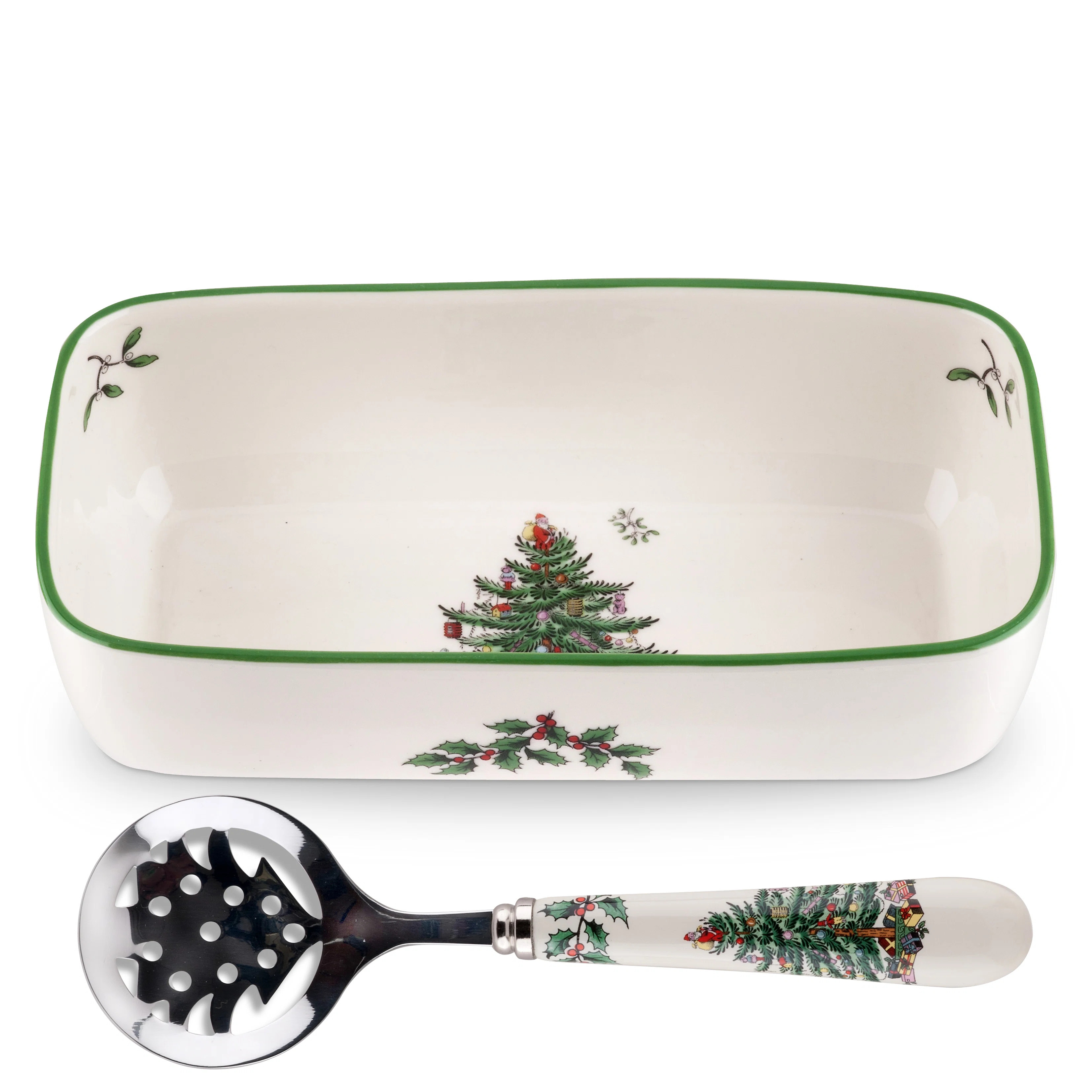 Spode Christmas Tree Cranberry Srvr W-Slotted Spoon | Wayfair North America