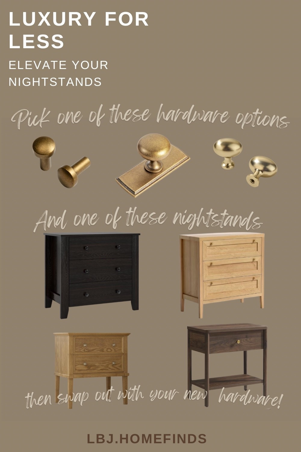 Elevate your nightstands with a simple swap ✨
Pair classic nightstands with upgraded hardware for a totally custom, high-end look—without the high-end price. This is one of my favorite budget-friendly bedroom upgrades that makes the biggest impact.

Tap to shop my favorite nightstands + hardware combos 🤍
#LTKBedroom #NightstandStyle #LuxuryForLessDecor #BedroomRefresh #AffordableHomeFinds

#LTKdayinmylife #LTKHome #LTKSaleAlert