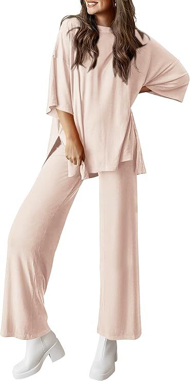 PRETTYGARDEN Womens Short Sleeve Pullover Tops And Wide Leg Pants Lounge Set       Send to LogieI... | Amazon (US)