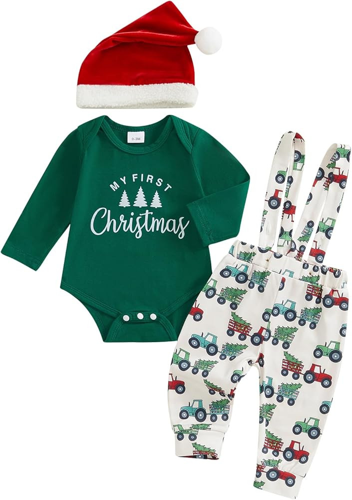 St Patricks Day Baby Boy Outfit My 1st St. Patricks Day Romper Onesie Suspender Pants Set With Be... | Amazon (US)
