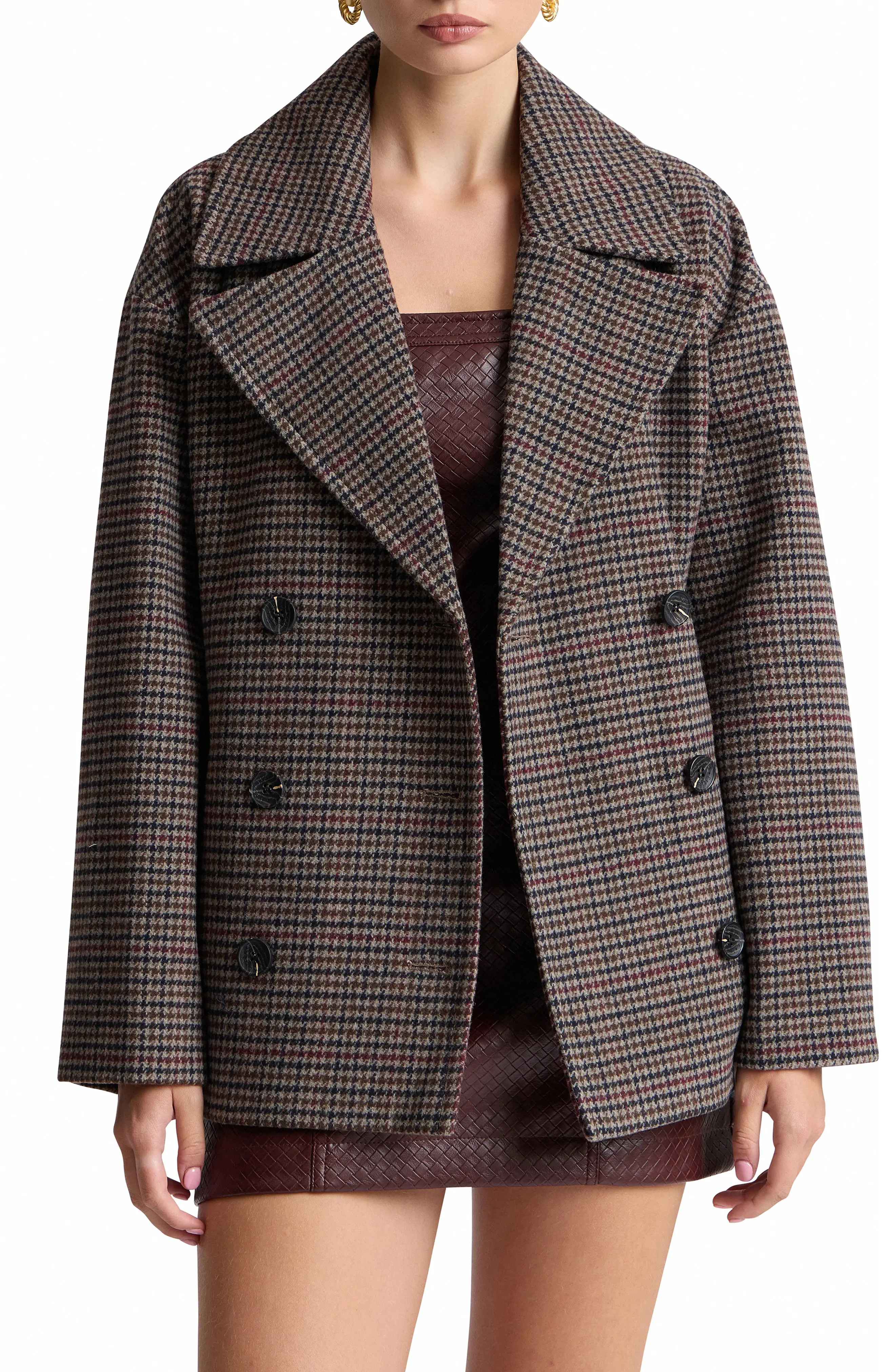 Houndstooth Peacoat (Women) | Nordstrom | Nordstrom