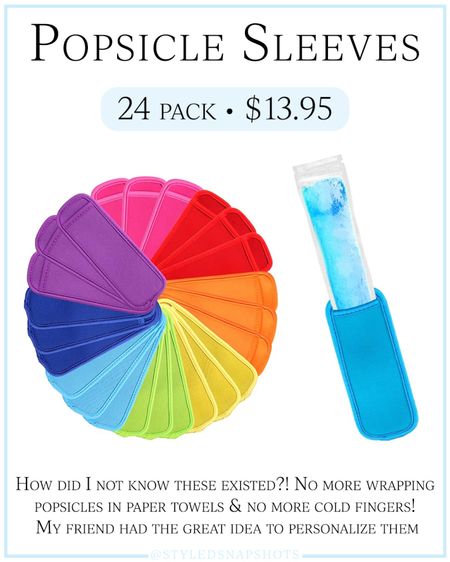 Reusable popsicle sleeves!! Can’t believe I didn’t know these existed! Only $14 for a 24pack. My friend personalized a pack for her kids class 

Amazon find, kids, Easter basket idea, class gift idea 

#LTKfindsunder50 #LTKkids #LTKparties