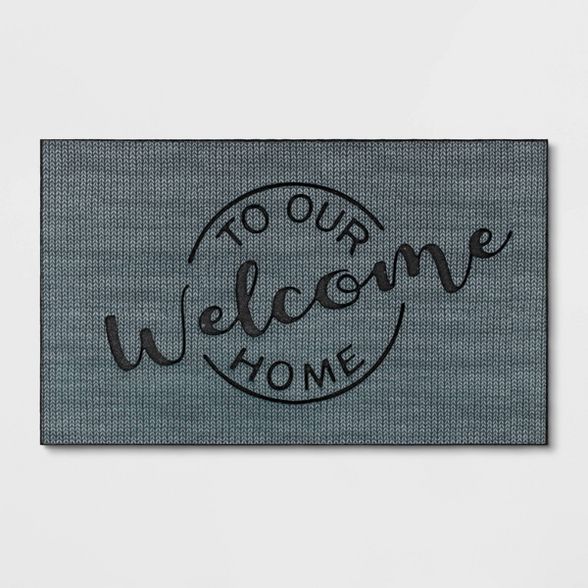 1'6"x2'6" Welcome to Our Home Rubber Doormat Gray - Threshold™ | Target