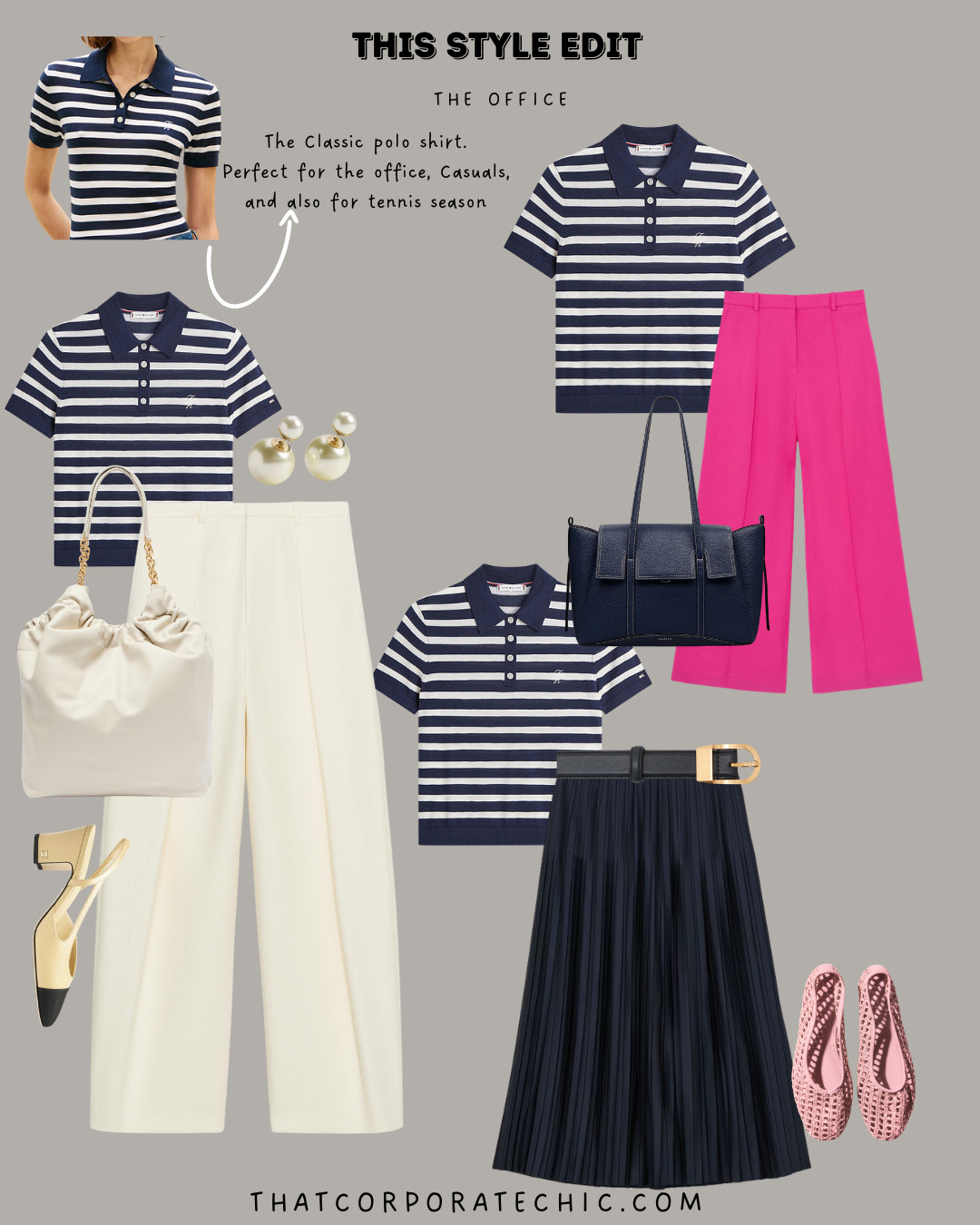 Styling a polo shirt for the office - 3 ways to style a striped polo shirt for summer.

summer workwear style, summer outfits, elevated summer look, thatcorporatechic,  what to wear to the office, elevated summer outfit, thatcorporatechic workwear style

#LTKxTommyHilfiger #LTKsummer #LTKstyletip