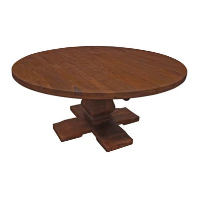 58" Brown Solid Wood Pedestal Base Round Top Dining Table | Wayfair North America