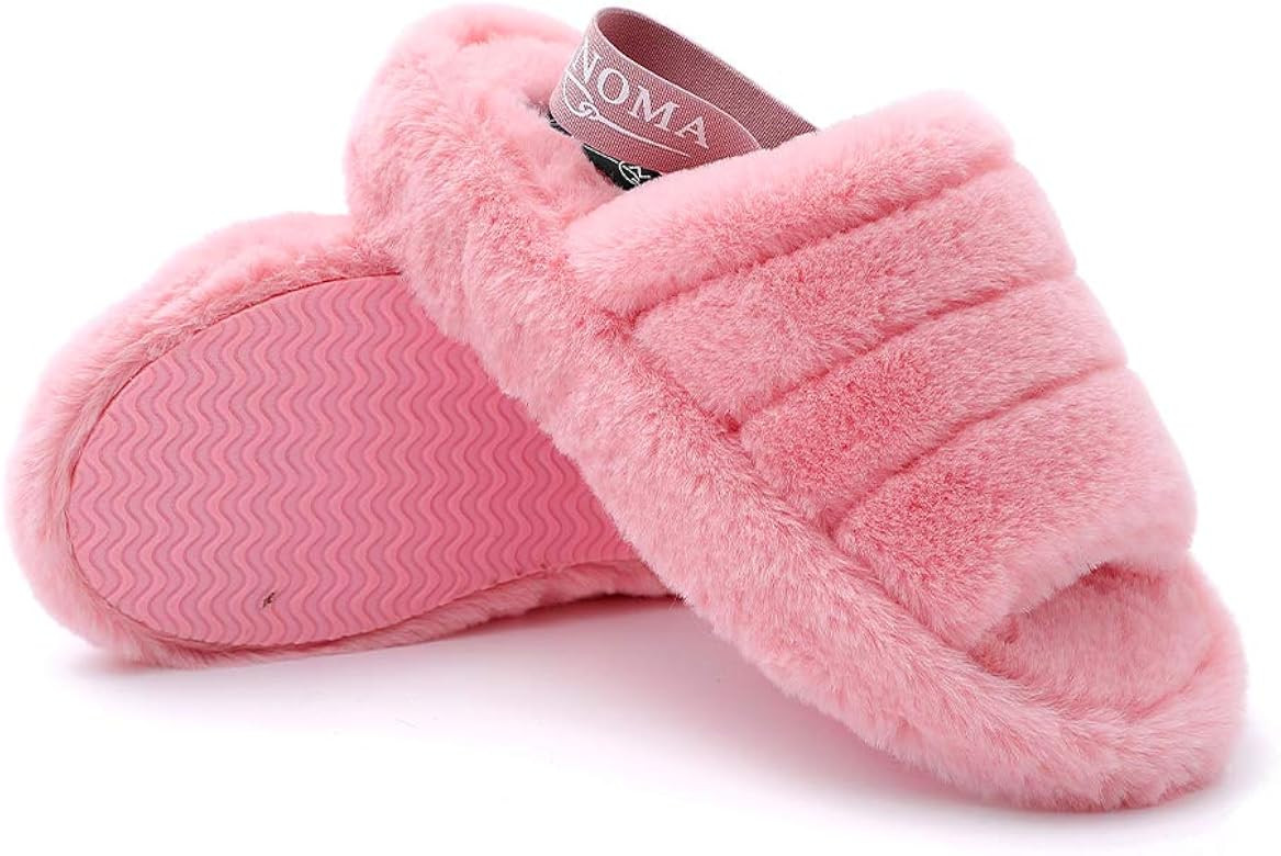 Seranoma Women's Faux Fur Slipper with Elastic Band | Fluff Slide Slipper | Amazon (US)