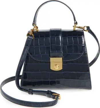 Crest Lock Croc Embossed Leather Top Handle Bag | Nordstrom