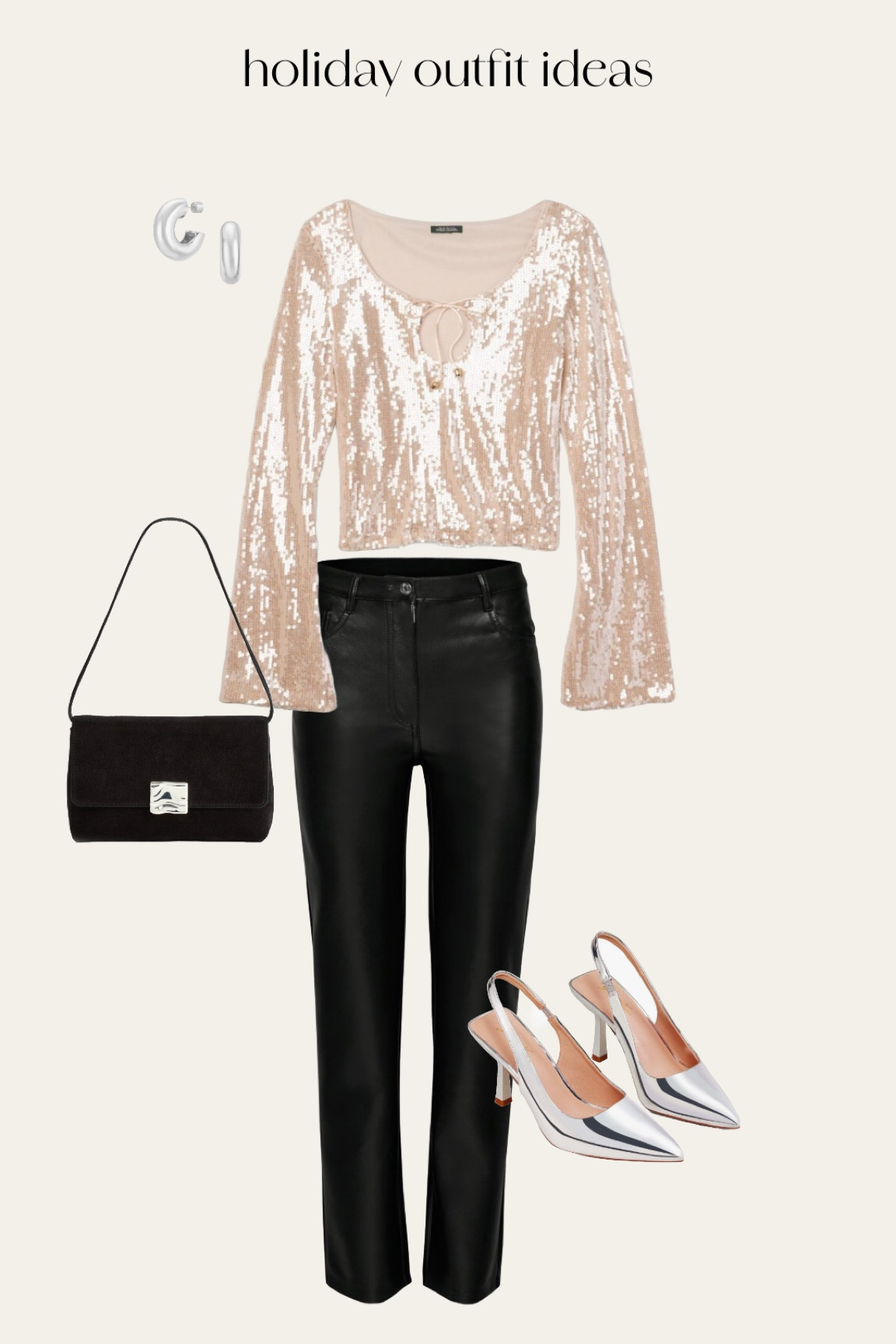 sequin holiday party outfit ✨✨ - nye outfit, target sequin top, silver slingback heels, suede bag, leather pants 

#LTKHoliday #LTKItBag #LTKSeasonal