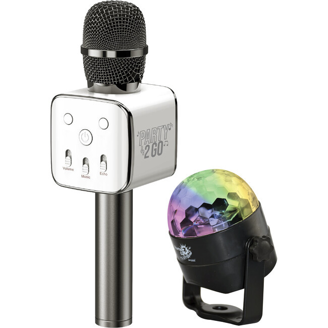Party2-Go Karaoke Mic Disco Ball Combo, Black | Maisonette
