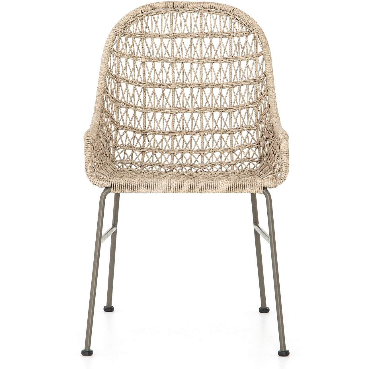 Bandera Vintage White Woven Outdoor Dining Chair | Lamps Plus