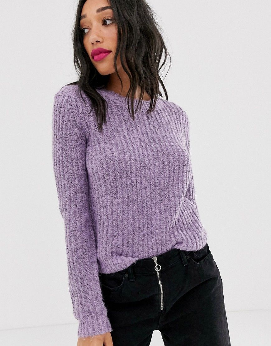 Bershka textured knitted jumper in lilac-Purple | ASOS (Global)