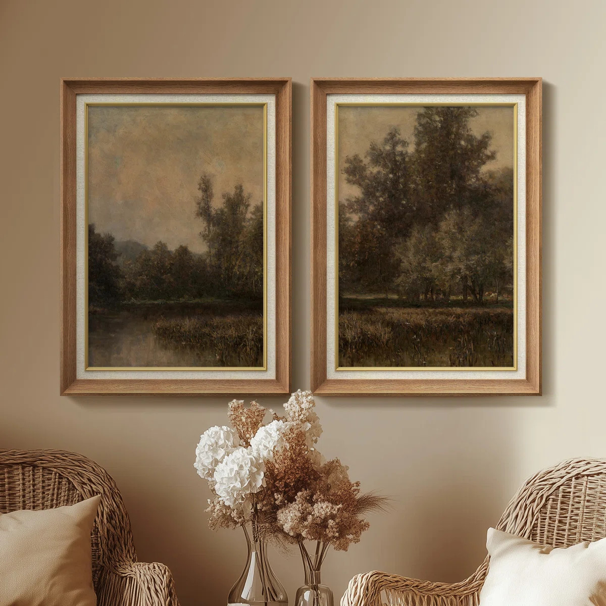 Set of 2 Premium Framed Art Artworks on Premium Canvas with 26"x36" Frame (Set of 2) | Wayfair North America