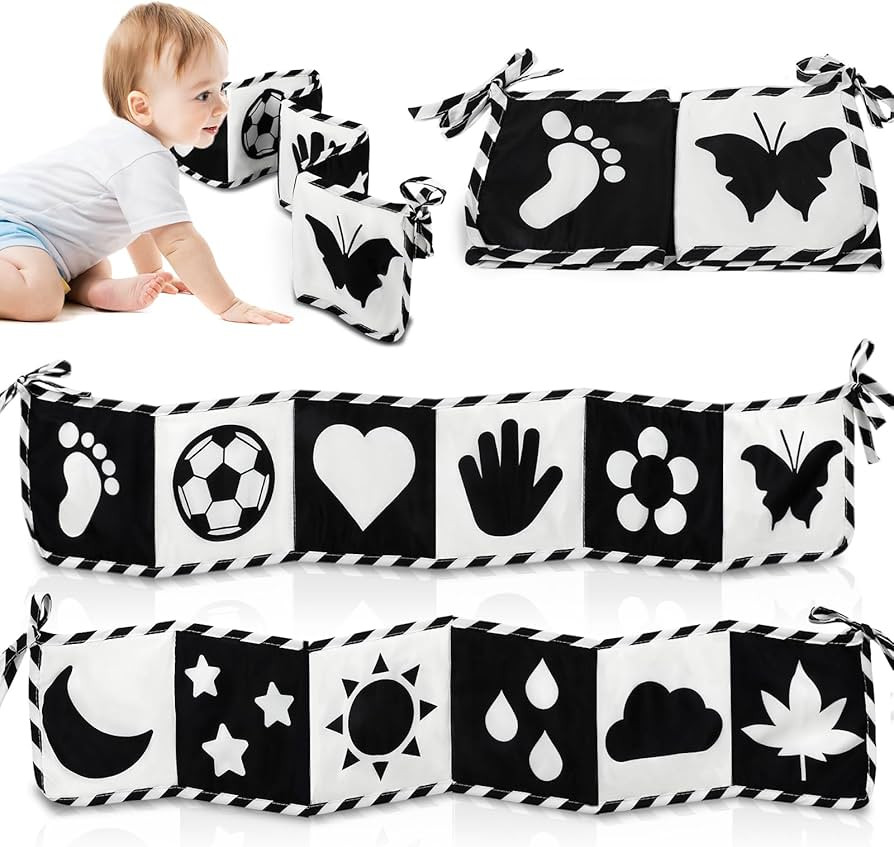 AZEN Black and White High Contrast Baby Toys 0-3 3-6 Months, Tummy Time Toys, Newborn Infant Toys... | Amazon (US)