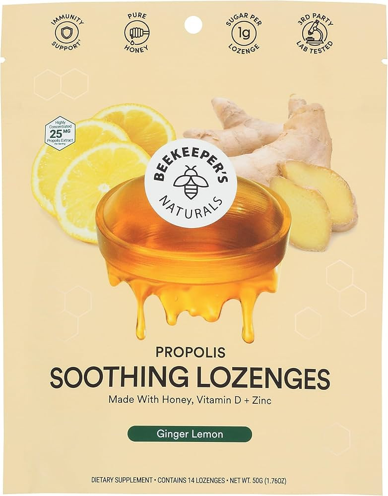 Beekeepers Naturals Ginger Lemon Lozenges, 14 CT | Amazon (US)