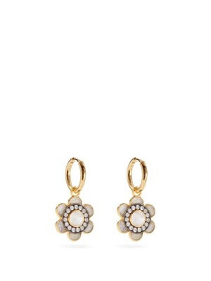 Flower zircon & 18kt gold-plated silver earrings | Matches (US)