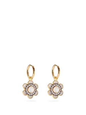 Flower zircon & 18kt gold-plated silver earrings | Matches (US)