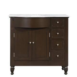 Silkroad Exclusive 38 in. W x 22 in. D Vanity in Dark Walnut with Marble Vanity Top in Carrara Wh... | The Home Depot
