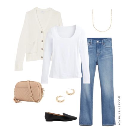 French Minimalist Style on a Budget

Amazon ivory cardigan
White tee
blue jeans
Black loafers flats

