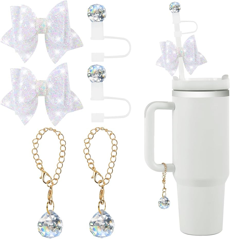 Bling Straw Cover for Stanley Cup Accessories -Sparkling Crystal Toppers, Cute Bow Ties and Cryst... | Amazon (US)