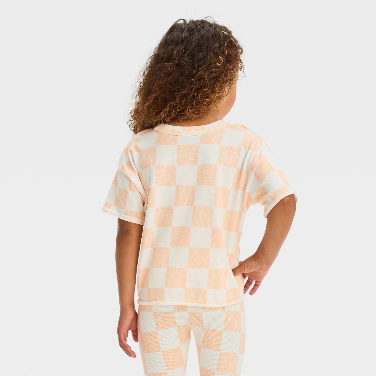 Grayson Mini Toddler Girls' Jersey Knit Checkerboard Printed T-Shirt - Orange | Target