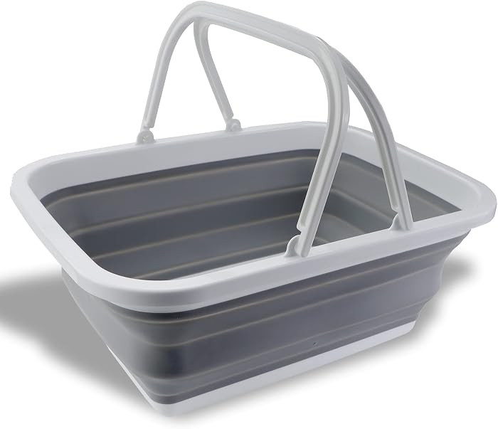 Collapsible Washing Up Bowl, 12L Folding Washing Up Basket with Handles Portable Wash Basin for O... | Amazon (UK)