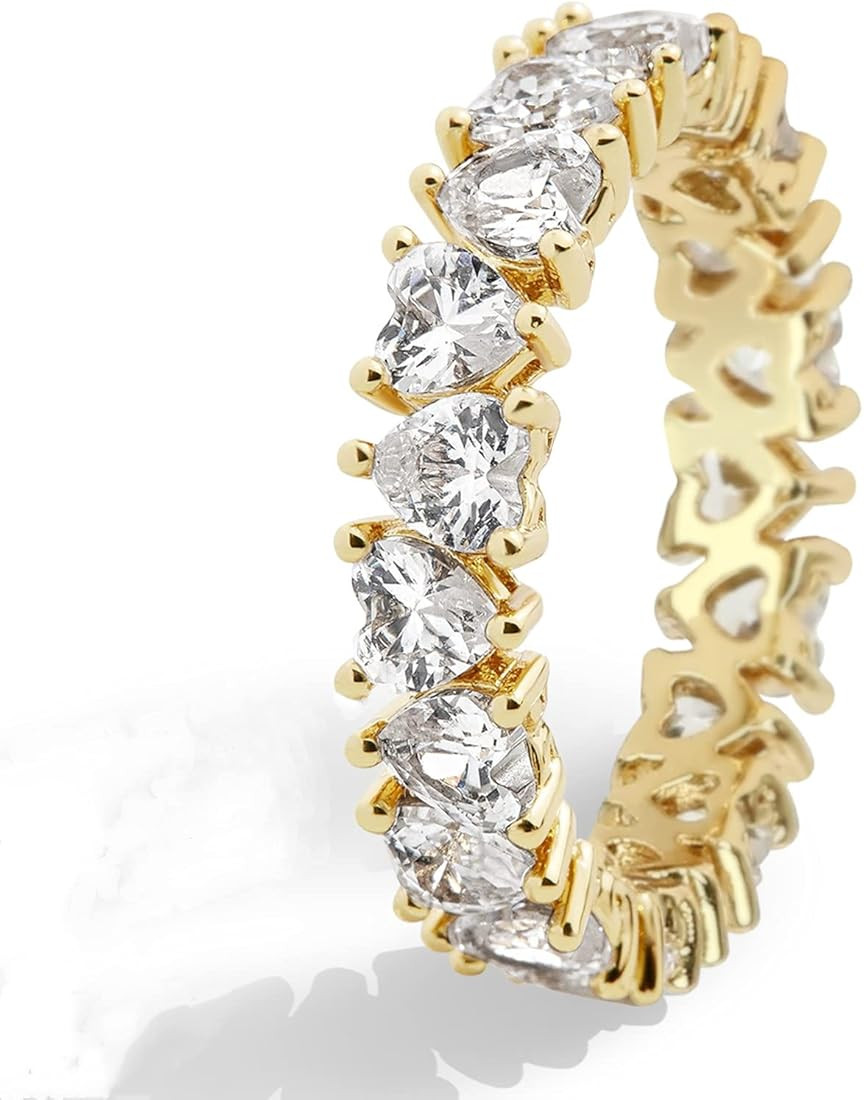 AoJun Fashion Classic 18K Gold Plated Titanium Steel Women Stacking Ring Best Gifts Couples Valen... | Amazon (US)