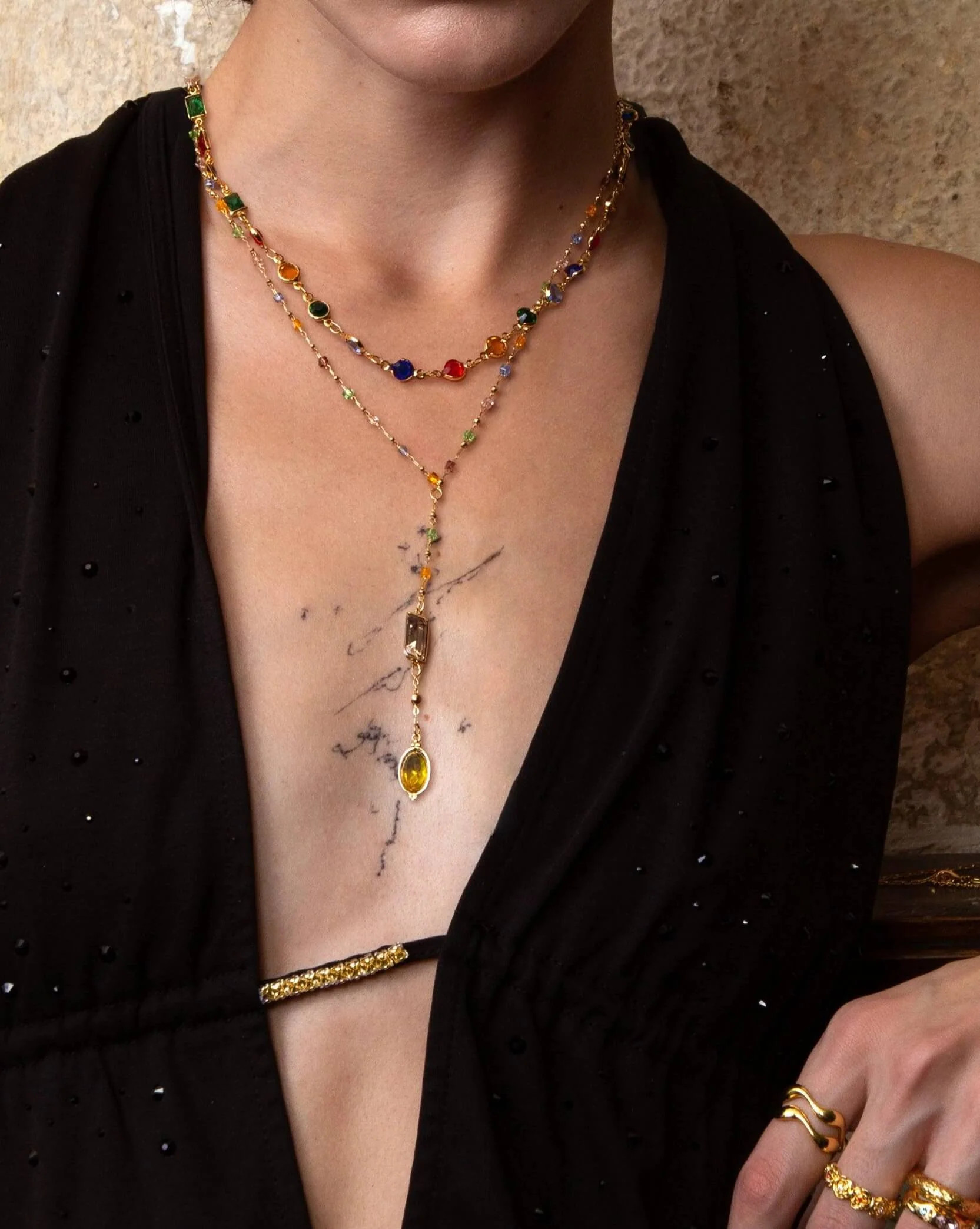 Celestial Lariat Necklace | Colorful Beads Necklace | en route jewelry | en route jewelry