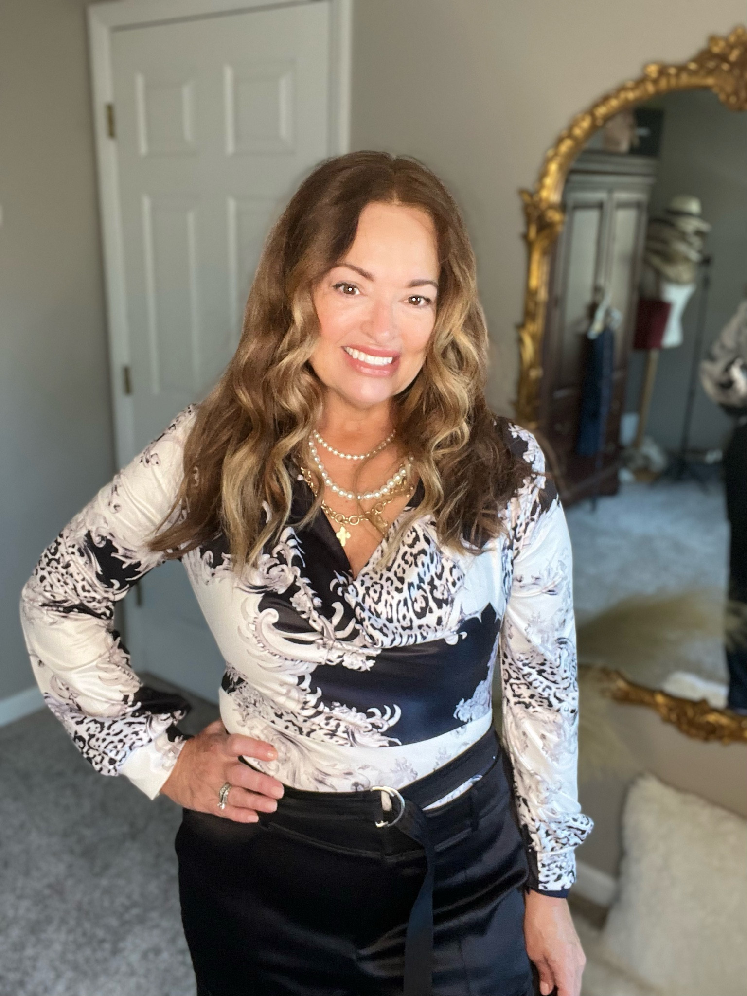 A gorgeous silky print bodysuit. The drapey cowl neck is a perfect frame for a statement necklace ( @southernliving)

I love this look for business or a dressy night out. @wdirara 

#LTKtravel #LTKunder50 #LTKworkwear