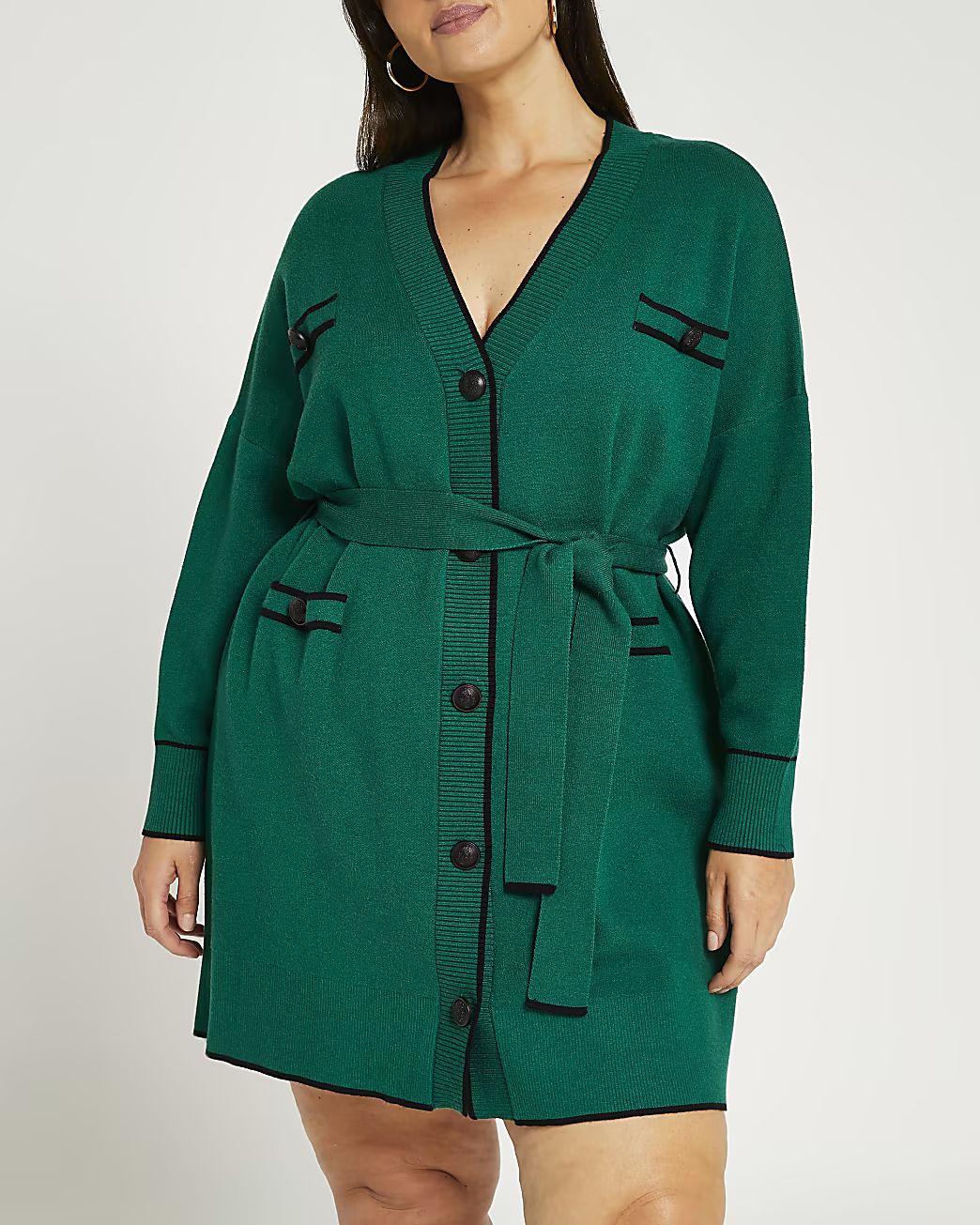 Plus green belted cardigan | River Island (UK & IE)