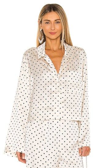 Pajama Blouse in Black & Ivory Dot | Revolve Clothing (Global)