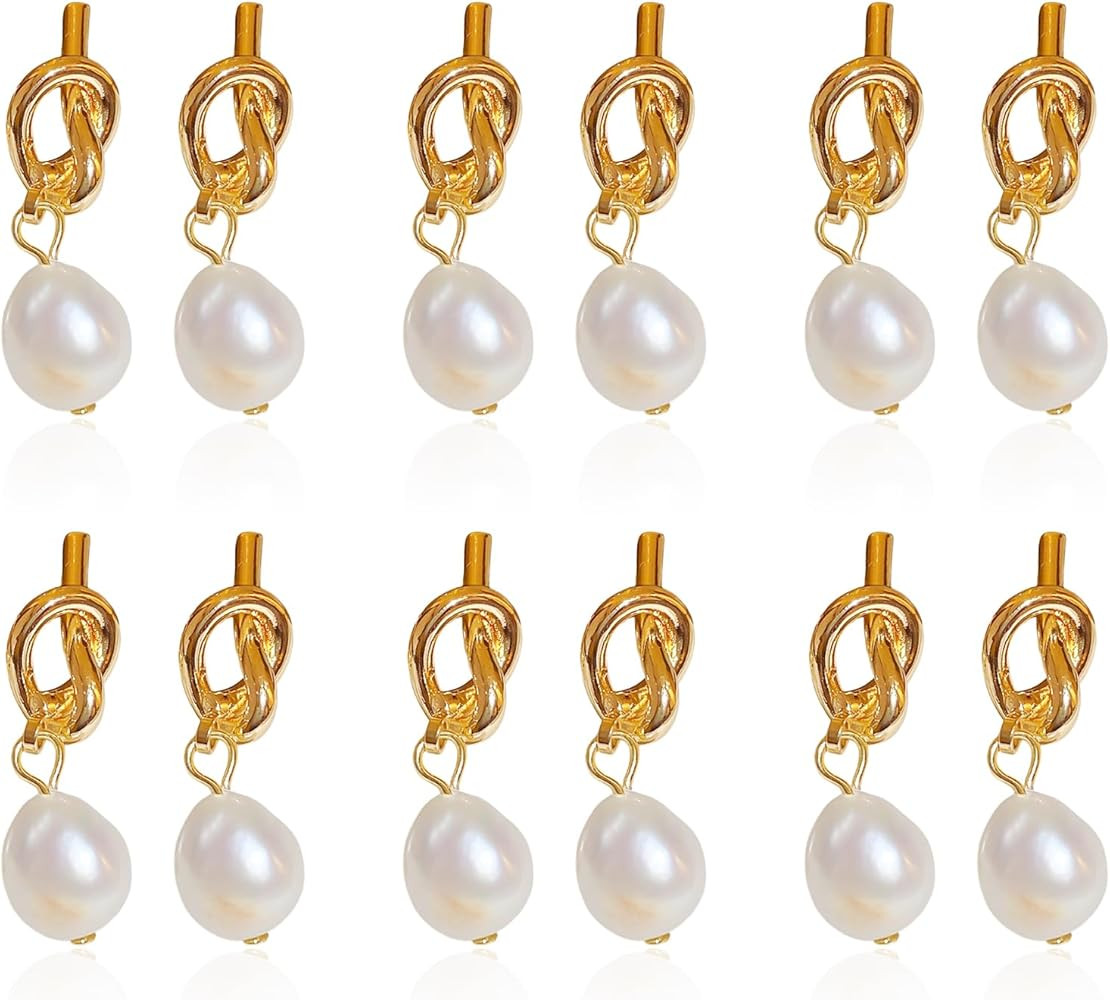 Bridesmaid Earrings Bridesmaid Proposal Gifts Gold Knot Pearl Earrings for Bridesmaid Gifts Bride... | Amazon (US)