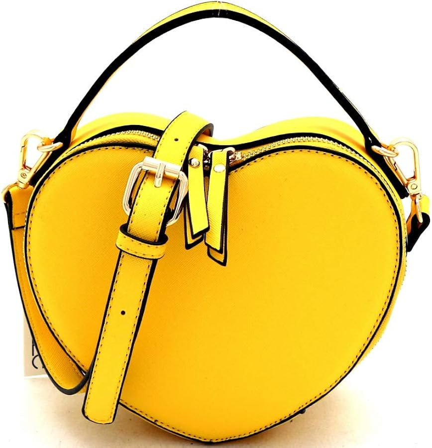 Trendeology Cute Heart Shape Girls Womens Vegan Leather Small Handle Satchel Crossbody Purse | Amazon (US)