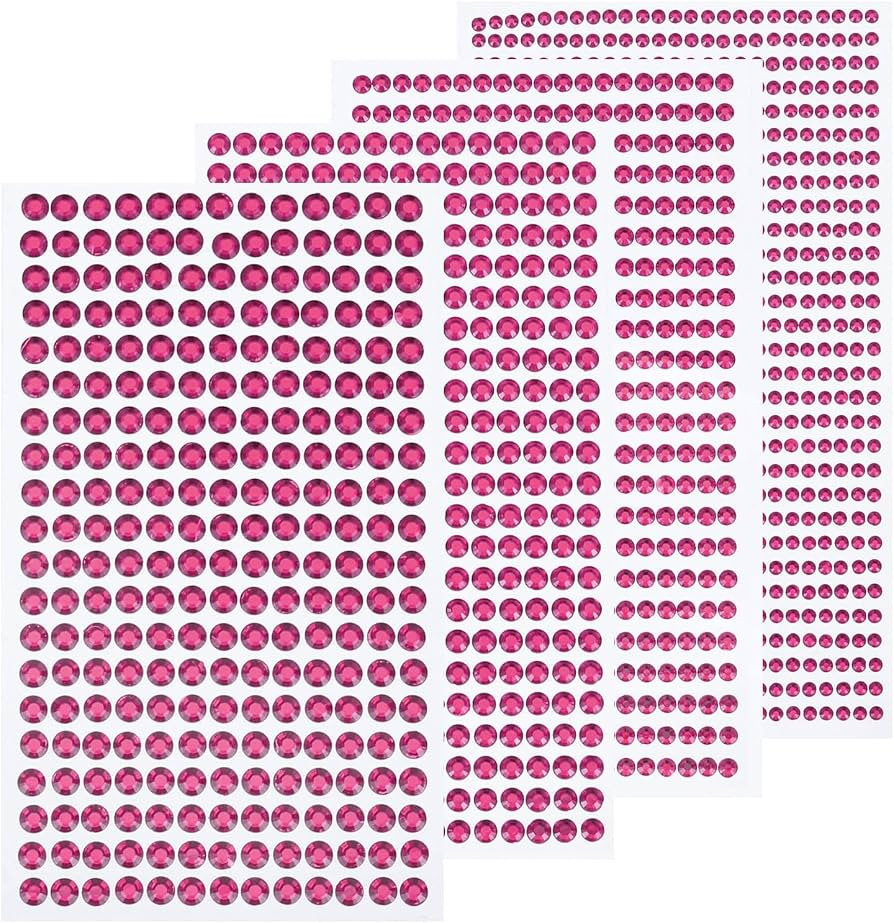 MECCANIXITY 1792 Pcs 4 Sheets Rose Red Rhinestone Stickers 3/4/5/6 mm Self Adhesive Rhinestones G... | Amazon (US)