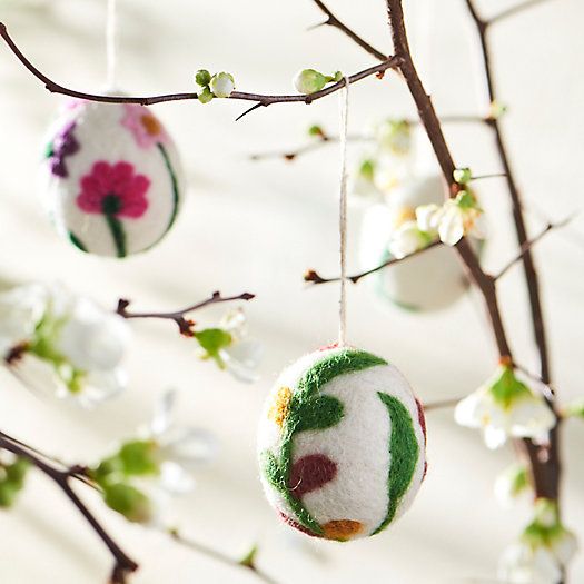 Floral Felted Egg Ornaments, Set of 6 | Terrain