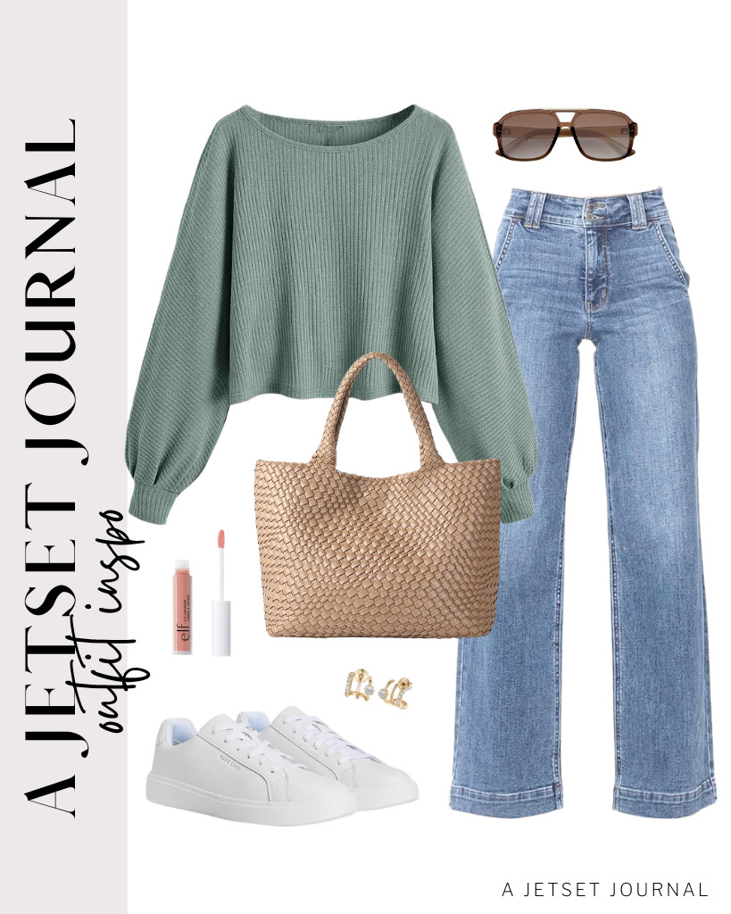 I love this green ribbed knit sweater, which pairs well with denim pants and Cole Haan sneakers. Accessorize with SOJOS square sunnies and Obidos stud earrings. 

 #LTKSeasonal #LTKSaleAlert #LTKTravel