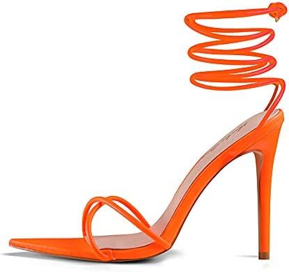 Elisabet Tang Heeled Sandals, Women's Sexy Strappy 4.3 inch Stilettos High Heels Lace Up Heeled S... | Amazon (US)