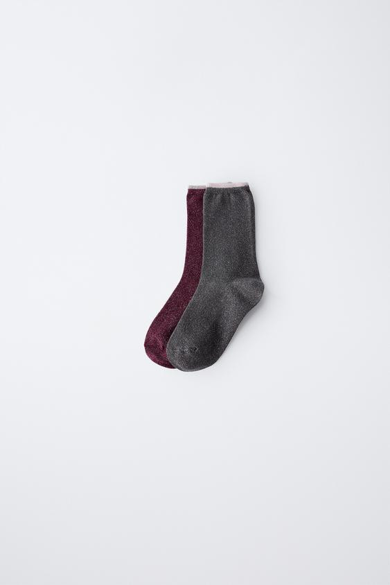 TWO-PACK OF LONG SHINY SOCKS | Zara US