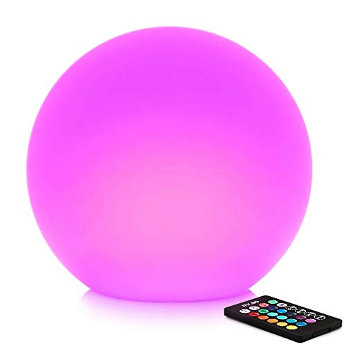 Mr.Go 12-inch Rechargeable LED Ball Light, RGB Color-Changing Globe Orb Lamp w/Remote, Home Kids Room Bedroom Bar Table Patio Pool Party Dimmable Sphere Nightlight Relax Mood Lighting Decoration | Amazon (US)