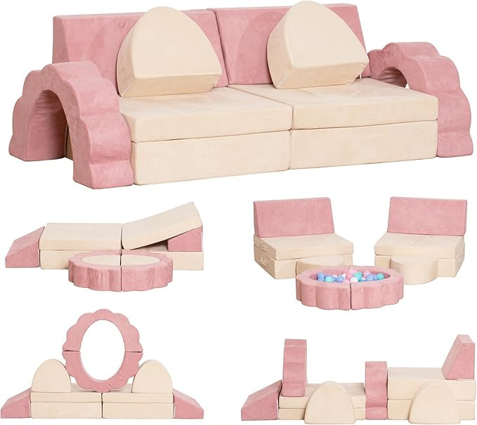 Kids Couch 10PCS, Modular Kids Play Couch, Multifunctional Foam Toddler Sofa, Imaginative Convert... | Amazon (US)