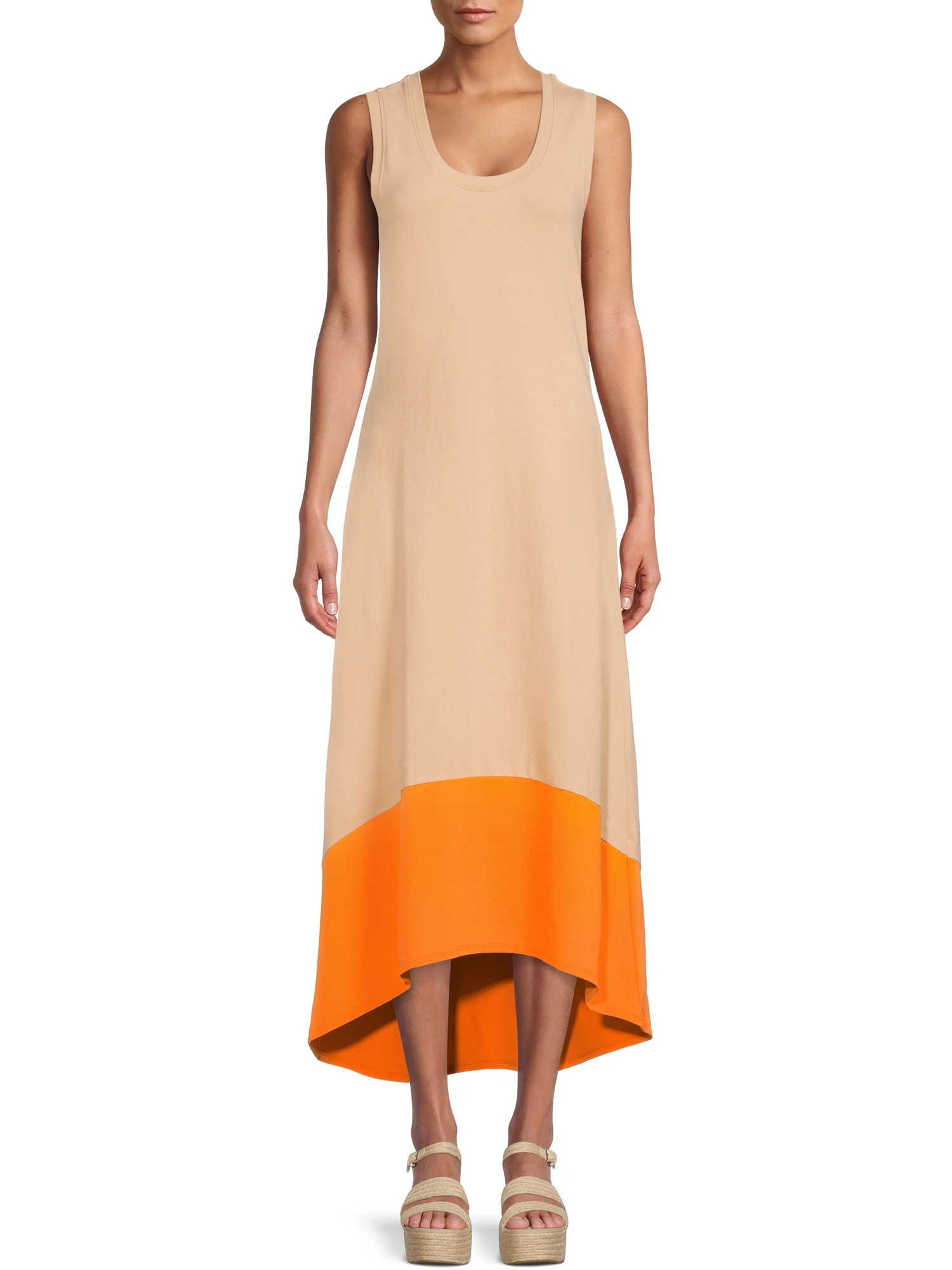 Time and Tru Women’s Pique Knit Dress with High Low Hem - Walmart.com | Walmart (US)