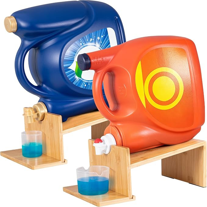 MyLifeUNIT Laundry Detergent Dispenser, 2 Pack Wooden Laundry Detergent Holder Stand with Tray fo... | Amazon (US)
