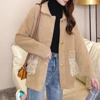 Pocket Detail Fluffy Jacket | YesStyle Global