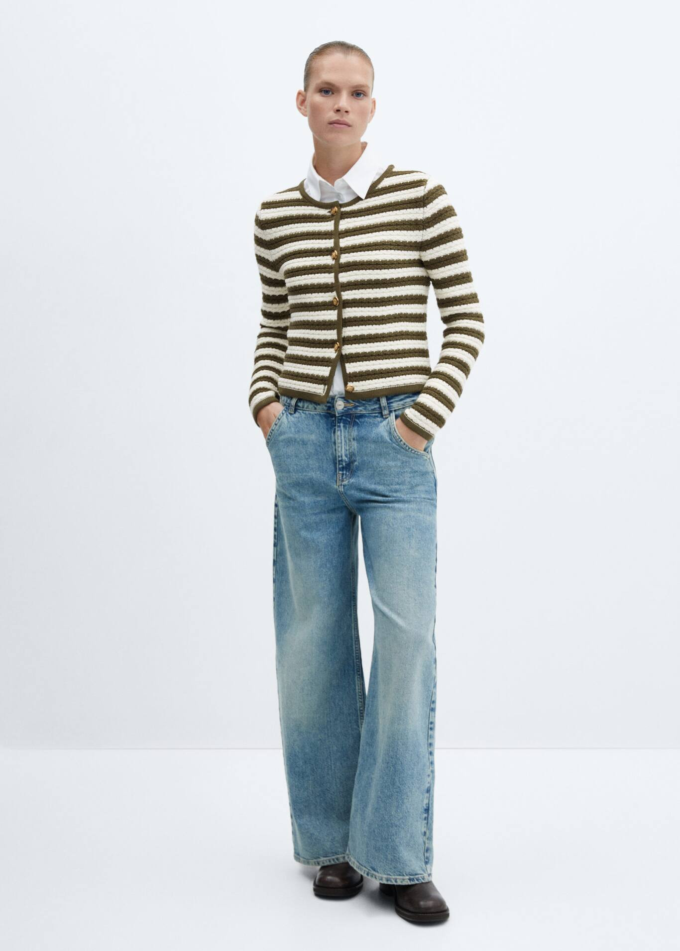 Striped cardigan with jewel buttons | MANGO (US)