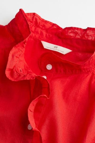 Ruffle-trimmed Linen-blend Blouse | H&M (US)