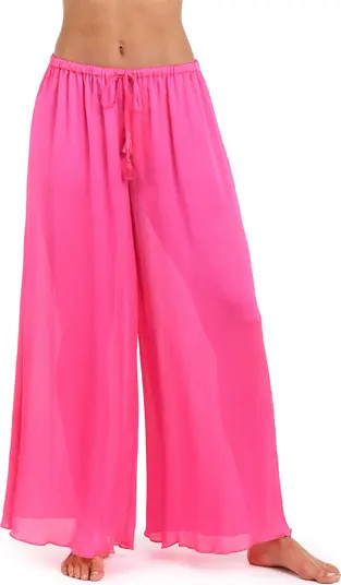 Sunshine 79 Radiance Textured Satin Cover-Up Palazzo Pants | Nordstrom | Nordstrom