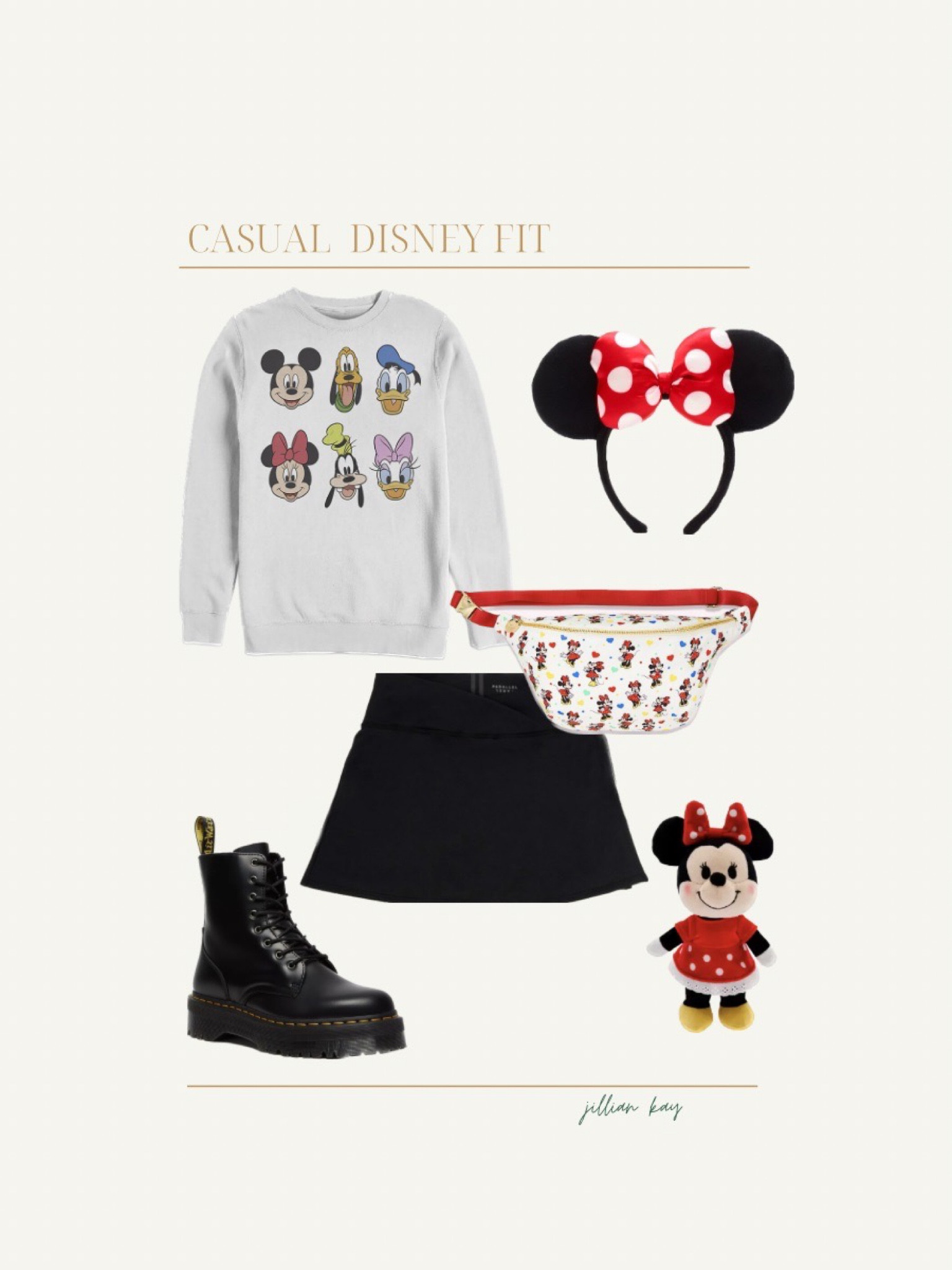 Casual Disney OOTD ✨

Crewneck: PacSun
Skort: Aerie
Boots: Dr Martens
Ears: Shop Disney/Disneyland (linked similar)
Minnie Mouse Nuimo: Shop Disney
Fanny pack: Stoney Clover Lane

Ig: @jkyinthesky & @jillianybarra

#disneystyle #disneyaesthetic #disneyootd #disneyoutfit #disneyoutfits #mydisneystyle #disneyoutfitinspo #minniemouse #disneyplushies #mickeyandfriends #disneyland #disneystreetstyle 

#LTKunder100 #LTKSeasonal #LTKstyletip